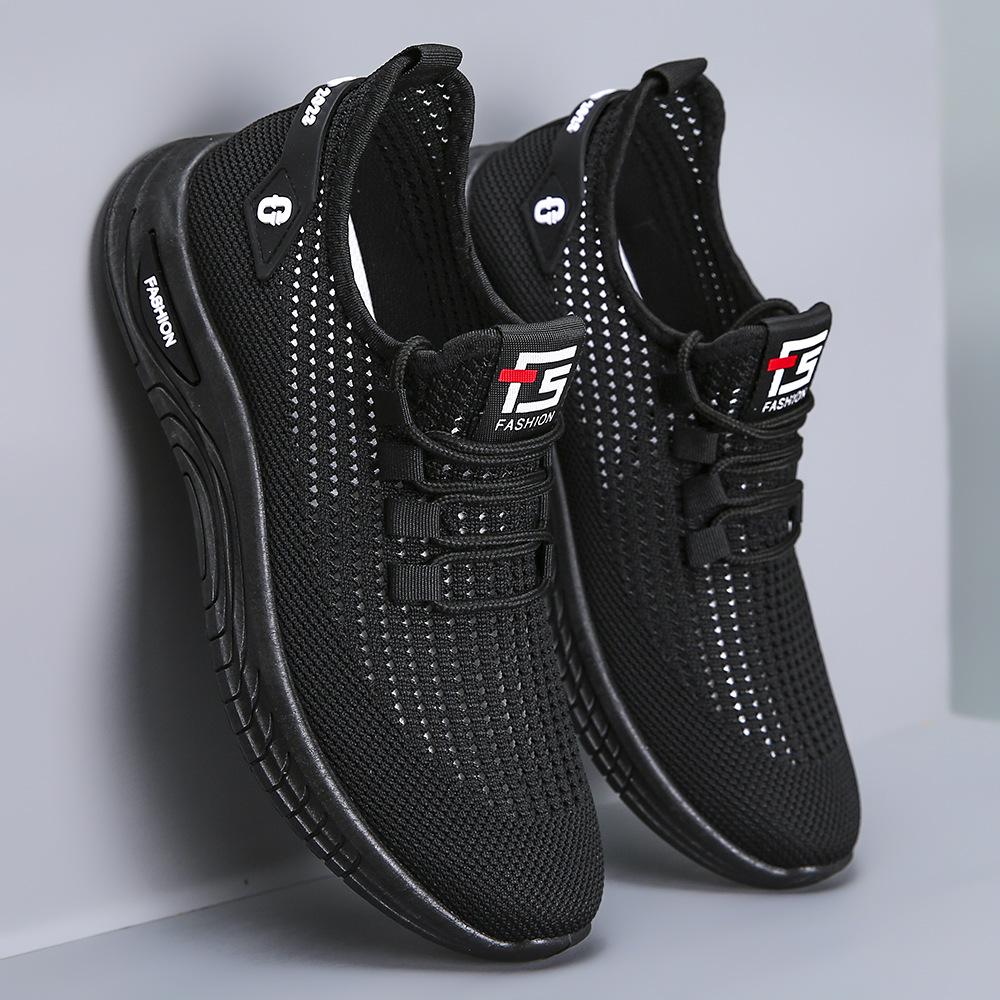 

2025 весна и лето полые дышащие повседневные туфли сетчатые мужские туфли большого размера мягкая подошва простые спортивные туфли сетчатые туфли 39 чёрный