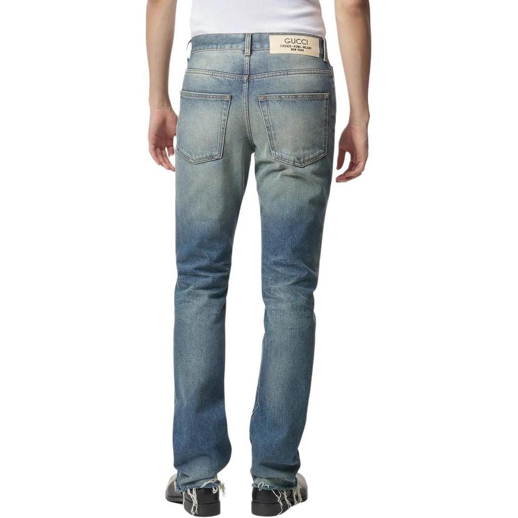 Gucci Logo Patch Straight-Leg Jeans 760651-XDCO1-4011