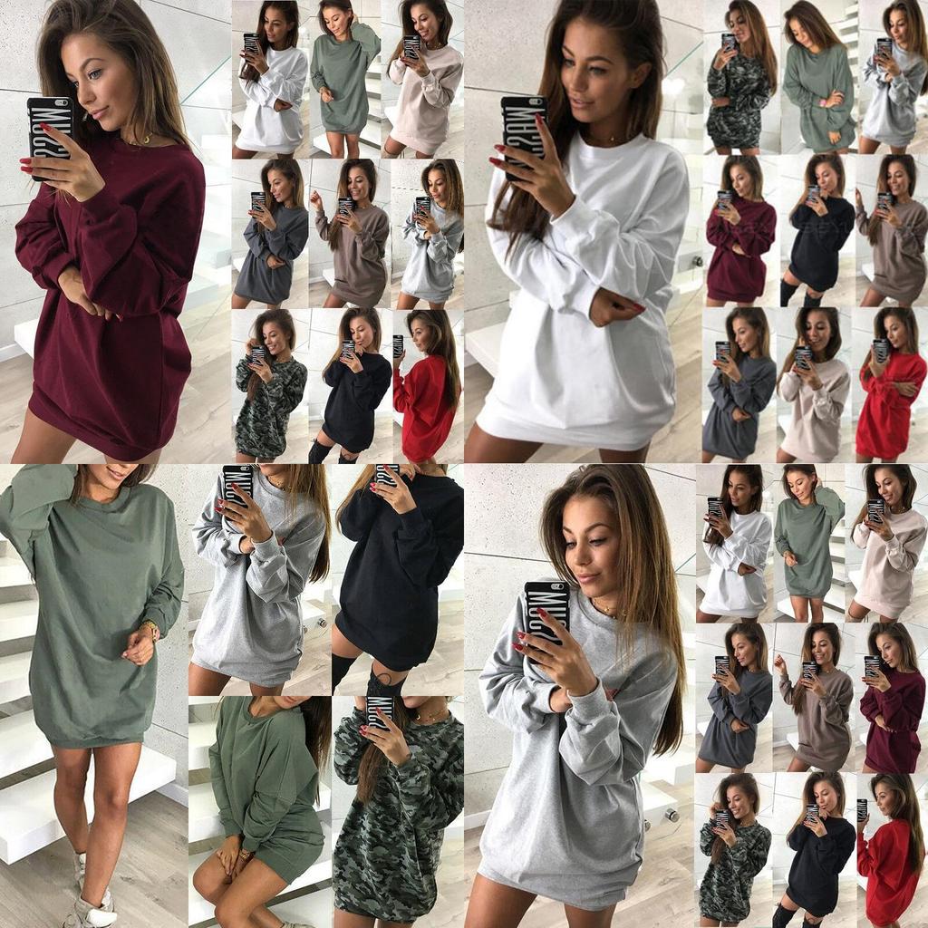 Stylish Women's Oversized Hoodie Dress Long Pullover Sweatshirt For Winter Wear