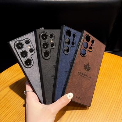 Geeignet für Samsung S24Ultra Leder Ahornblatt Handyhülle S23plus Leder Business S22u Sturzfest