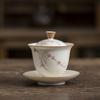Plant Gray Hand-painted Persimmon Ruyi Horseshoe Covered Bowl Ceramic Three-talent Gaiwan Covered Cup Single Oven Mitts Tea Bowl