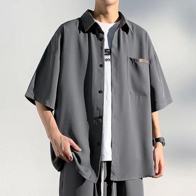 Ice Silk Short-sleeved Shirt Men and Women Summer Loose High-end T-shirt Jacket