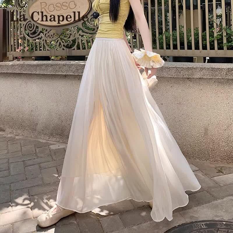 

La Chapelle Flowing Gauze Ice Silk A-Line Skirt L