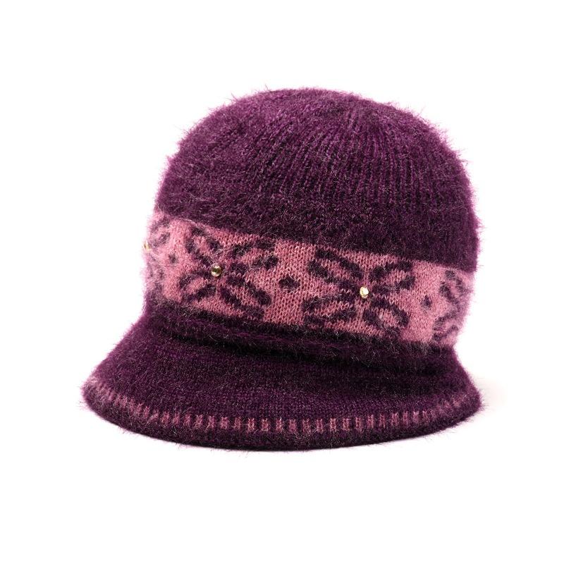 Hat Women's Autumn and Winter Knitted Hat Outdoor Cold-proof Large Brim Plush Warm Wool Hat Ear Protector