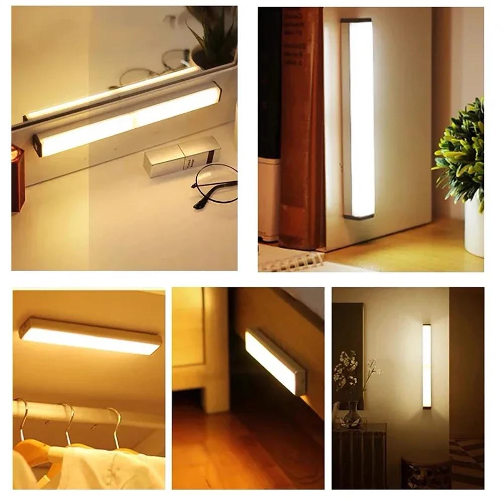 Runtowo 2pcs LED Motion Sensor Light Wireless Night Light Rechargeable Light Cabinet Wardrobe Staircase Backlight For Kitchen