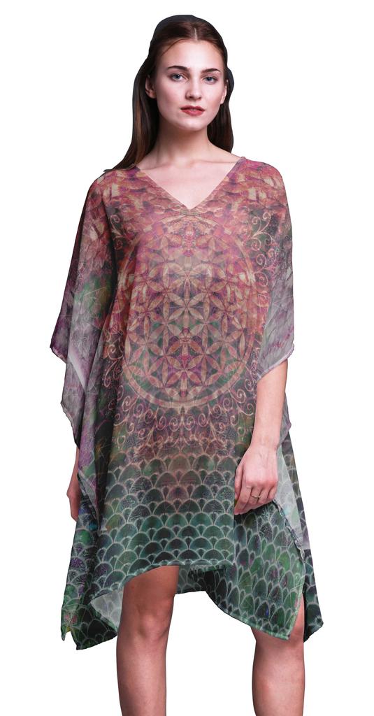 Phagun Short Caftan Midi Dress Beach Swimwear Cover Up Womens Kaftan-4X-5X