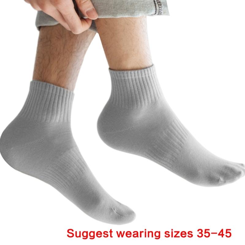 Mens Athletic Basic Solid Color Cotton Crew Socks Moisture Wicking Running Elastic Cuff Short Tube Ankle Socks for Men
