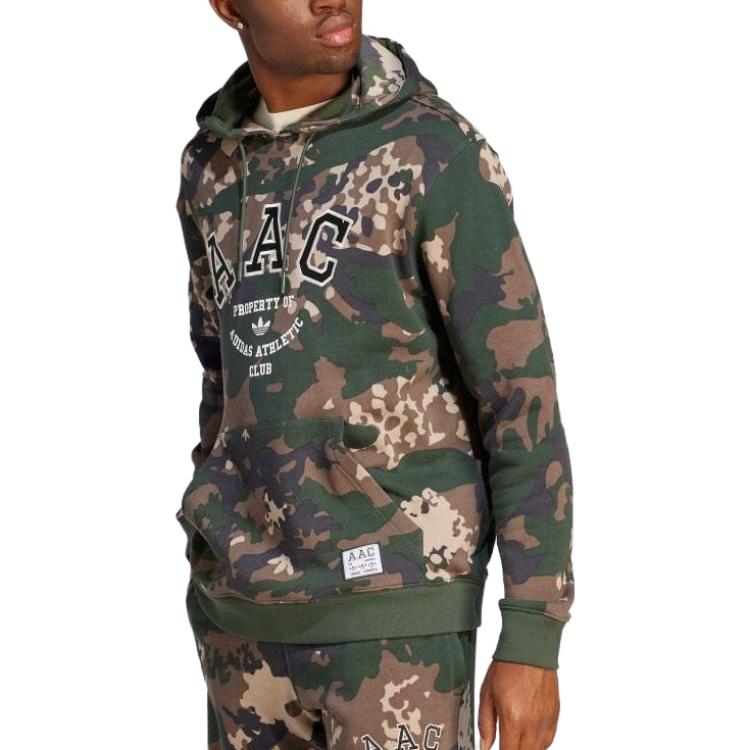 Adidas Sweatshirts Men's Army Green Hooded Moderate Plus Size IR9476