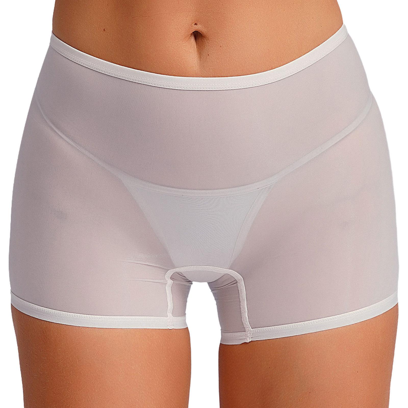 

Жіноча прозора білизна шортики-бойшоти, глянцева еластична посадка з низькою талією, зручні трусики для повсякденного носіння One Size білий