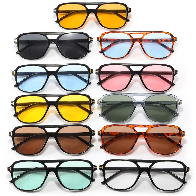 Double Beam Sunglasses Fashion Trend Box Sunglasses Retro Uv Protection Personalized Glasses S24083