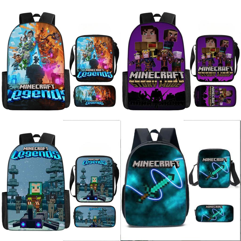 Minecraft 3in1 Oxford Backpack Set With Pen Case And Sling Bag For Students