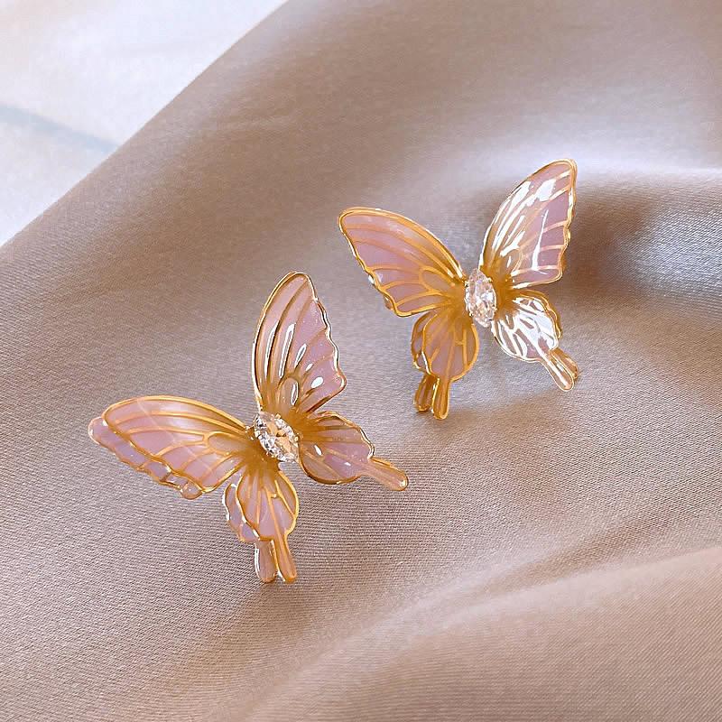 Ice quenched blue flower artificial crystal fringed earrings Cool wind temperament stud earrings Internet celebrity earrings