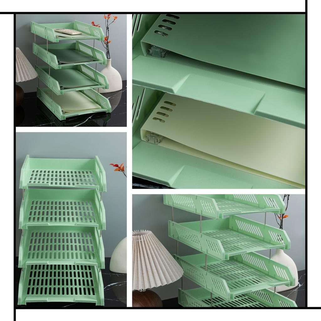Hollow Four-Layer File Tray Moisture-Proof File Rack Storage File Frame Desktop Storage File Rack Information Organization and Storage