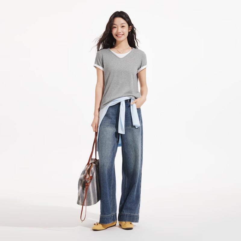 Hotwind Women's Retro Cropped Loose Straight-Leg Jeans
