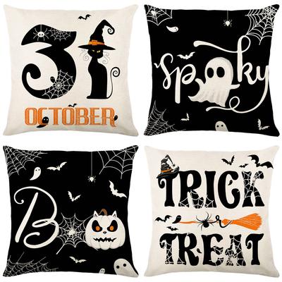 Halloween Bedruckter Kissenbezug für Zuhause Wohnzimmer Polyester Kissenbezug Sofa Schlafzimmer Dekokissenbezug