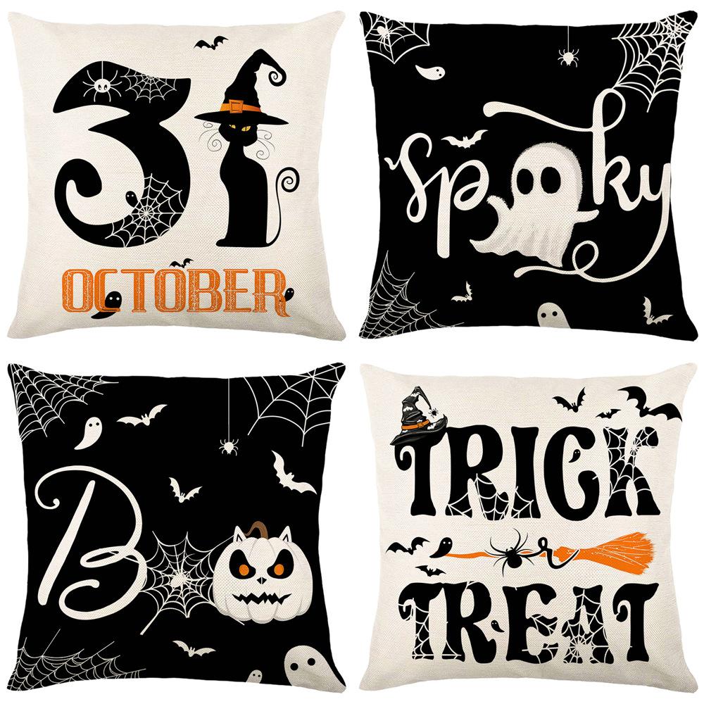 Halloween Printed Pillow Case for Home Living Room Polyester Cushion Cover Sofa Bedroom Decorative Cushion Cover
