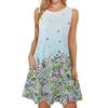 Letní dámské plážové houpací šaty pro volný čas s kulatým výstřihem a bez rukávů