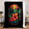 Tropical Sunset with Hibiscus Flowers Print Blanket Soft and Cozy Perfect for the Living Room Bed Sofa or a Nap,gift