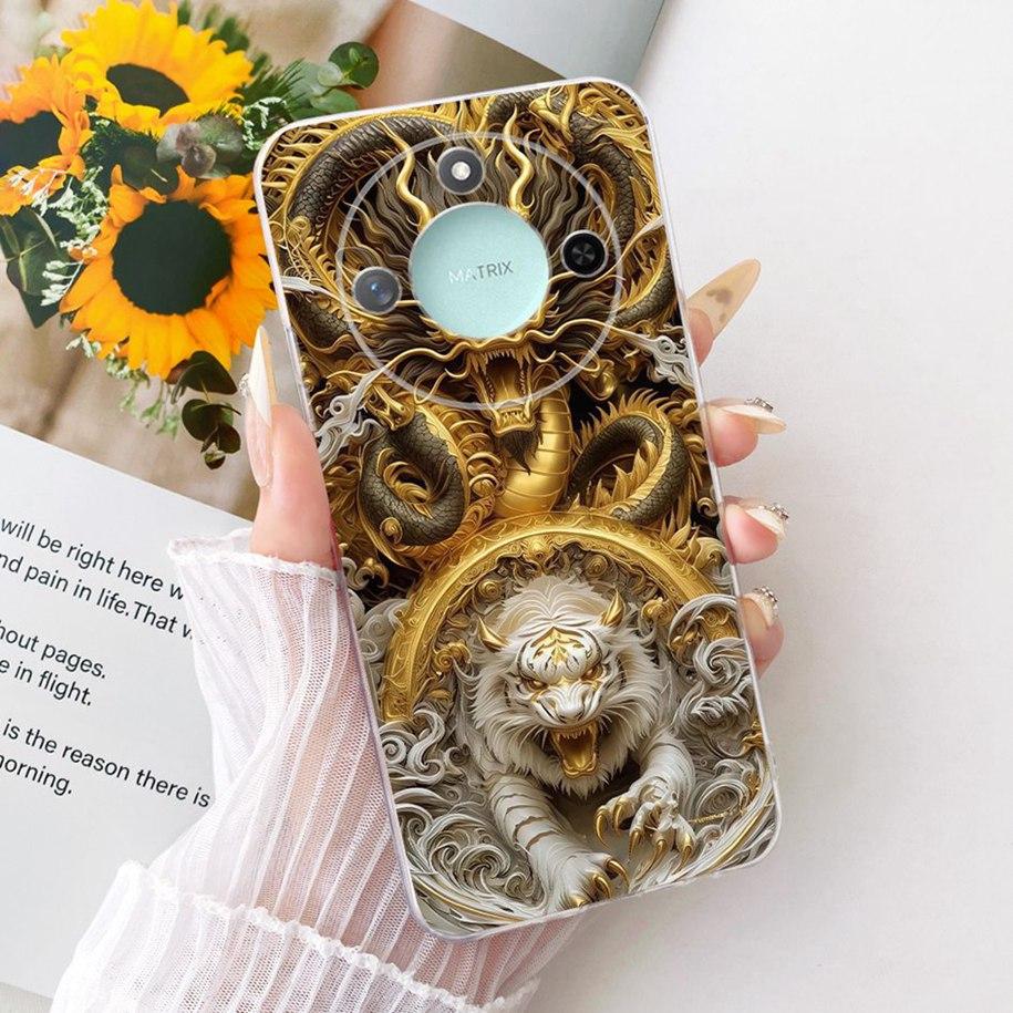 6.8" Case For Honor X9c Smart 5G Cover Cool Fashion Dragon Lion Wolf Cartoon Soft Silicone Phone Cases For HonorX9c Smart Bumper