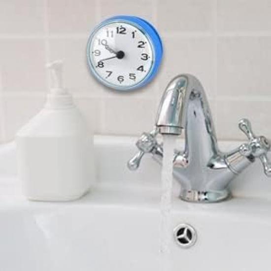 Bathroom Wall Hanging Clock,Waterproof Fogproof Round Arabic Digital Dial Bath Shower Clock Suction Cup Wall Window Mirror Bath Shower Clock for Home