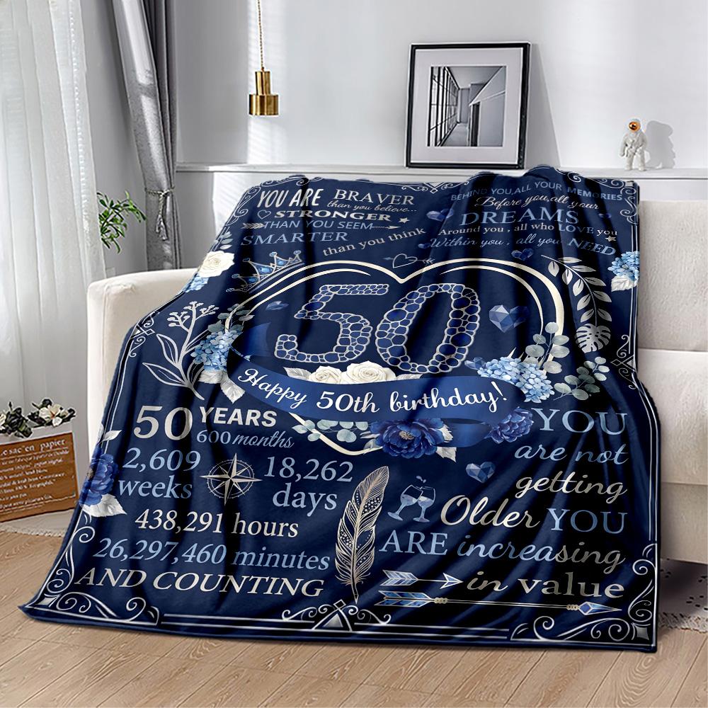 Princess 50th Birthday Celebration Flannel Blanket-Soft and Suitable for Sofas,Beds,Offices,Travel,All Seasons,Great Gift for Holidays and Birthdays.