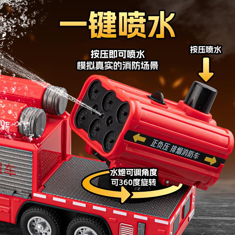 1:50 Smoke Exhauster Fire Fighting Vehicle Alloy Metal Diecast Model Car Spray Water Spray Sound And Light Birthday Gifts Child