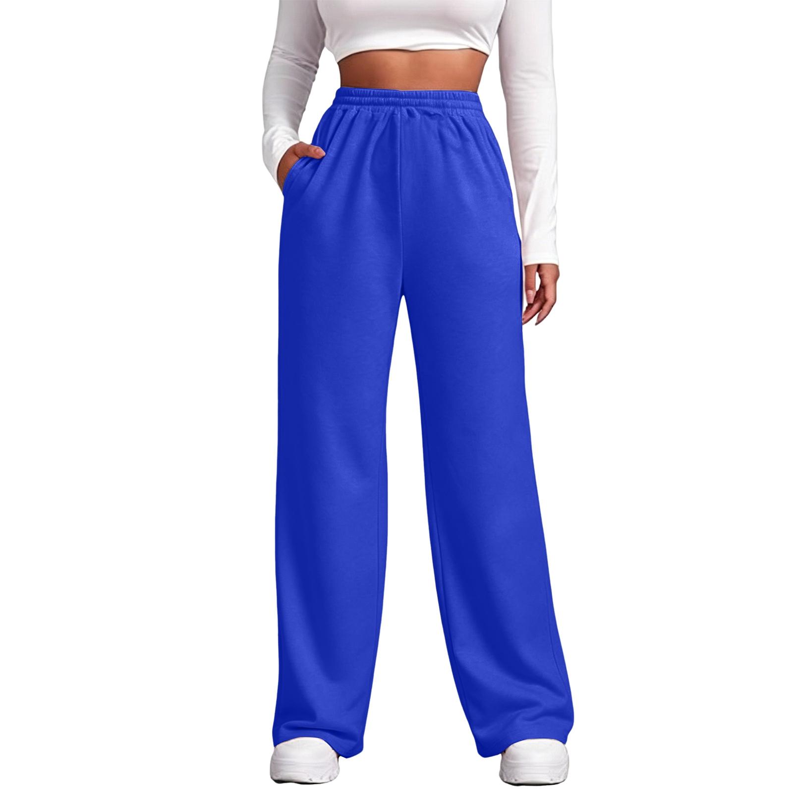 

Women s Outdoor Running Casual Sports Sweatpants Elastic Waistband Loose Fit Full Length Athletic Pants with Side Pockets XL синий