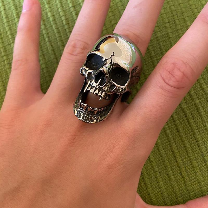 Polierter Vampir Totenkopf Ring Herren Damen Edelstahl Biker Ringe Mann Gothic Punk Schmuck Bestes Geschenk Für Freund Größe 7-15
