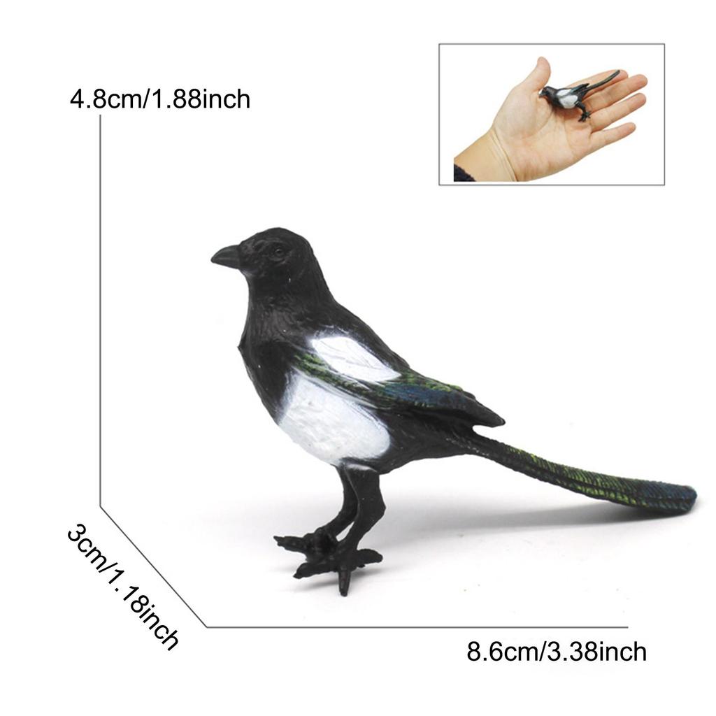 Pájaro de Simulación Urraca Animal Realista Figuras de Pájaros Adorno de Jardín para Fotografía de Jardín Accesorio Césped Micro Paisaje Casa
