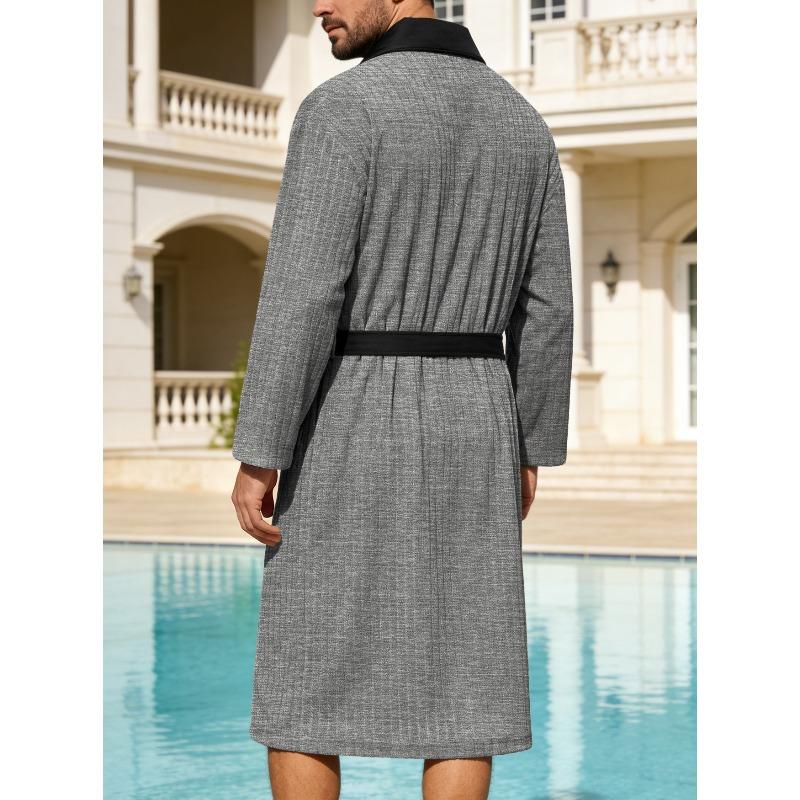 Waffle jacquard bathrobe sauna suit thin nightgown long couple loungewear hotel casual bathrobe