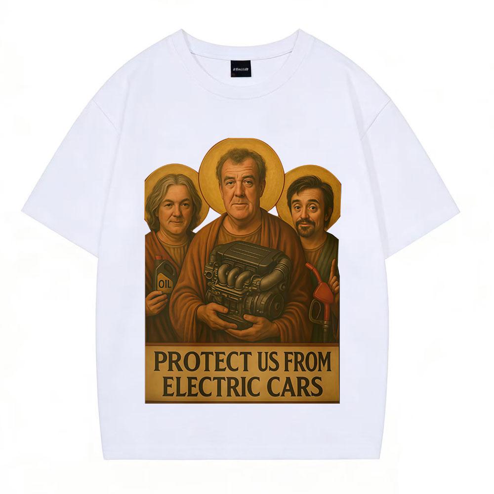 Jeremy Clarkson Beschütze Uns Vor Elektroautos Lustiges Meme T-Shirt Unisex Damen Kleidung Lässig Baumwolle Übergroß Vintage T-Shirts