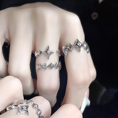 Star Niche Design Ring Combination French Stacking High-End Sense Star Sweet And Cool Male And Female Couples Ring Qixi Festival