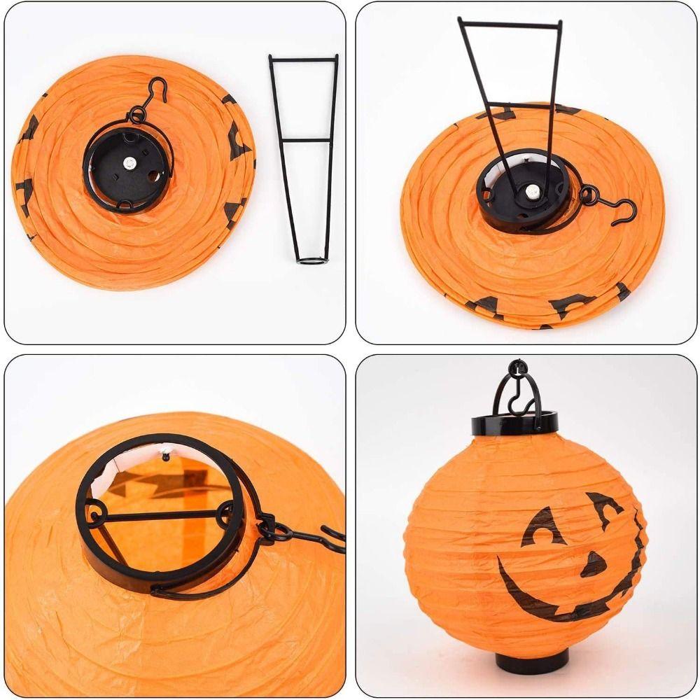 DIY Folding Paper Lanterns With Handle Halloween Pumpkin Lantern Halloween Lantern  Party Pendants