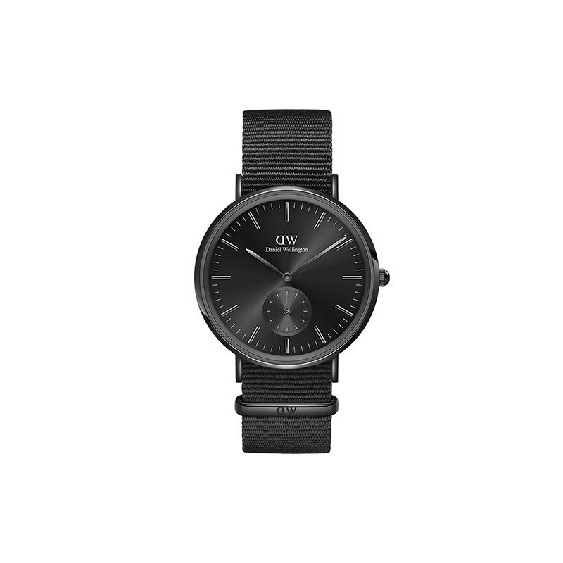 DANIEL WELLINGTON Classic Series Watch Quartz Movement Canvas Strap 40mm Black Dial Men's Watch Fashionable and Versatile DW00100738
