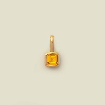 Colorful Stainless Steel Square Stone Pendant Colored Zirconia Multicolor Birthstone Necklace DIY Jewelry For Women