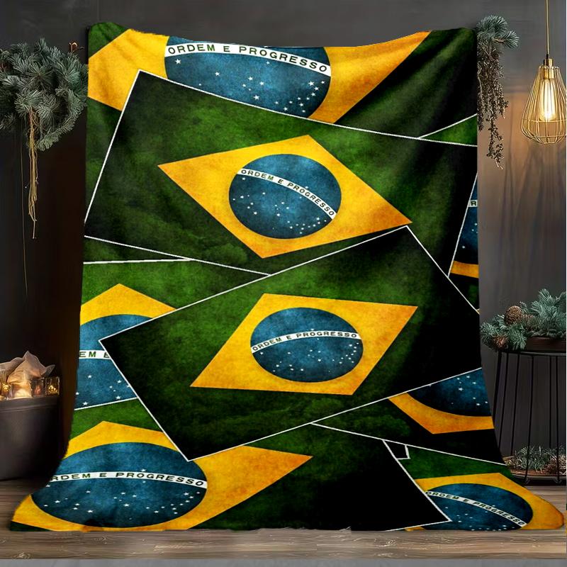 1PC Brazil Artwork Printed Soft Flannel Blanket Throw for Adult Bedroom Living Room Sofa Camping Travel Fan Gifts Christmas Gifts