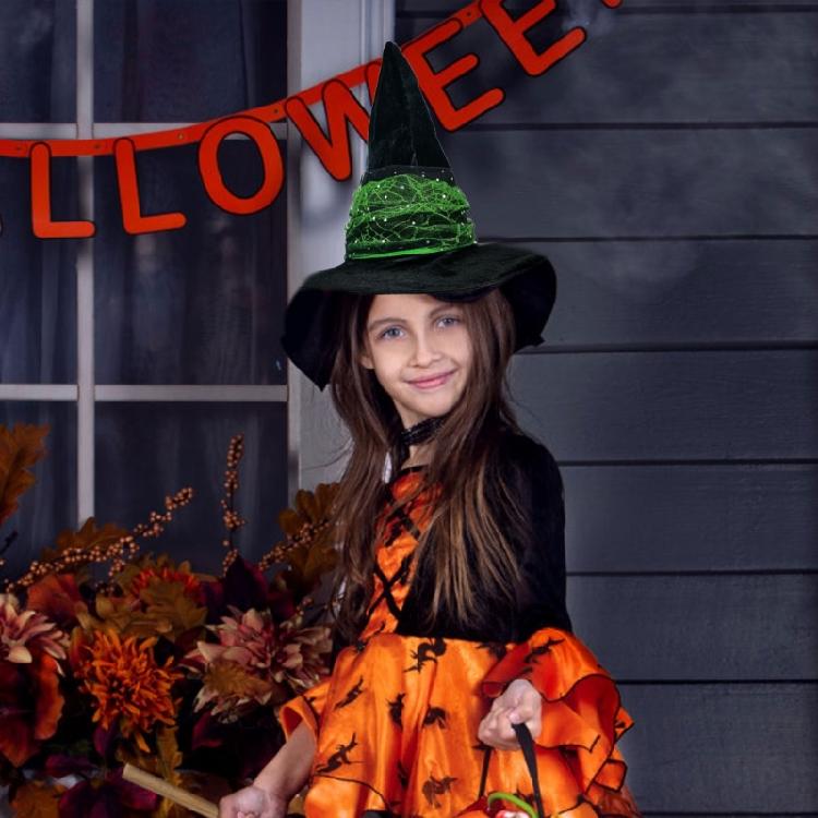 Ladies Fashionable Hat Party Ornament Halloween Witch Hat Fashion Lace Creative for Halloween Costume Adults Kids