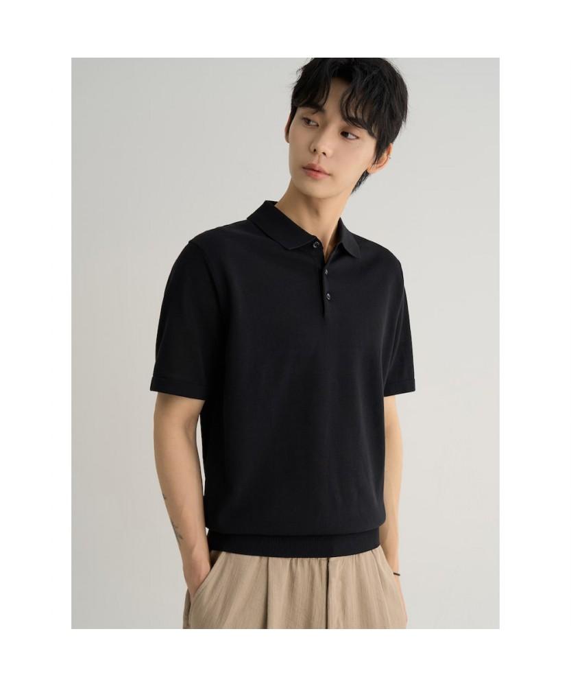 8SECONDS Cotton Blend Collar Neck Short Sleeve Knit Black