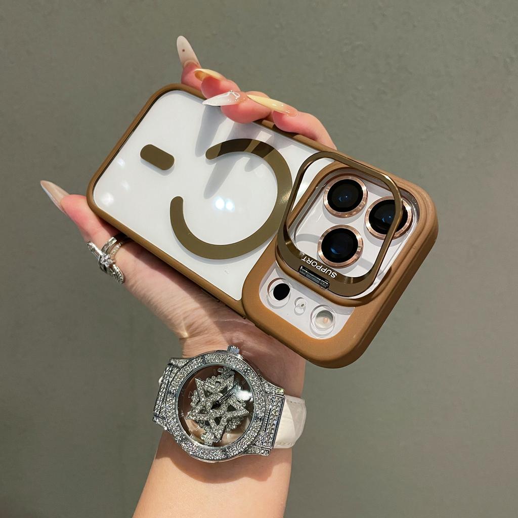 Transparent Case For iPhone 17 Air 16 15 14 Plus 13 12 11 Pro Max For Magsafe Wireless Charge Camera Stand Holder Lens Cover