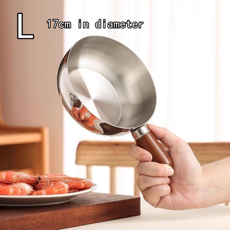 Edelstahl Instant Nudeltopf, Kleiner Topf für eine Person, Hochwertige Optik, Snacktopf aus Pfirsichholz, Kleiner Kochtopf