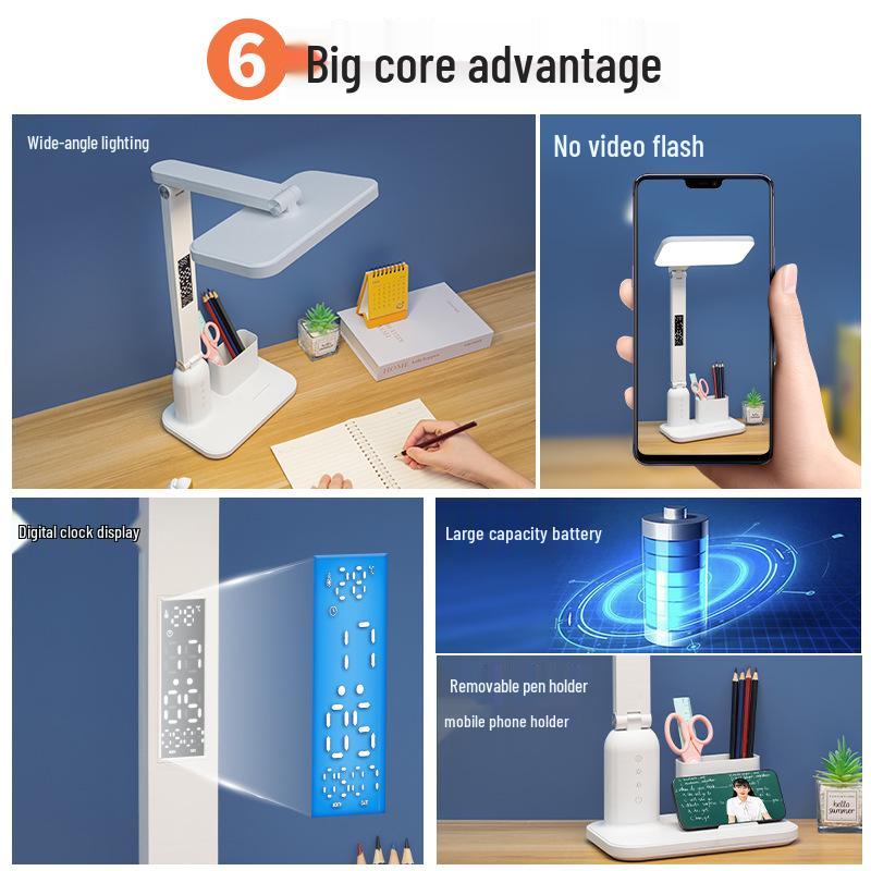 Rechargeable & Plug-in Desk Lamp for Students with Voice Control & Digital Display, Eye Protection, AA Certified, Special Gift Edition.