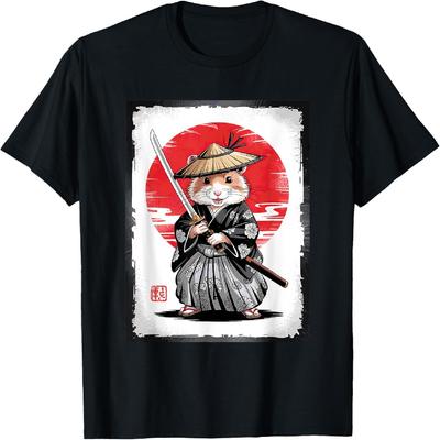 Hamster Samurai Ninja Vintage Anime Japanese Ukiyo-e T-Shirt