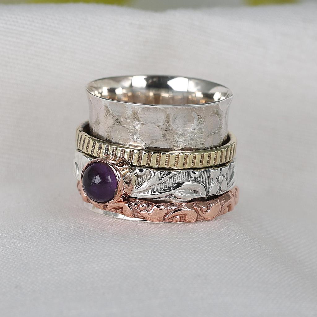 Silberschmuck, Spinner Ring, Geburtsstein Schmuck, Angst Ring, Geschenk Für Ihn