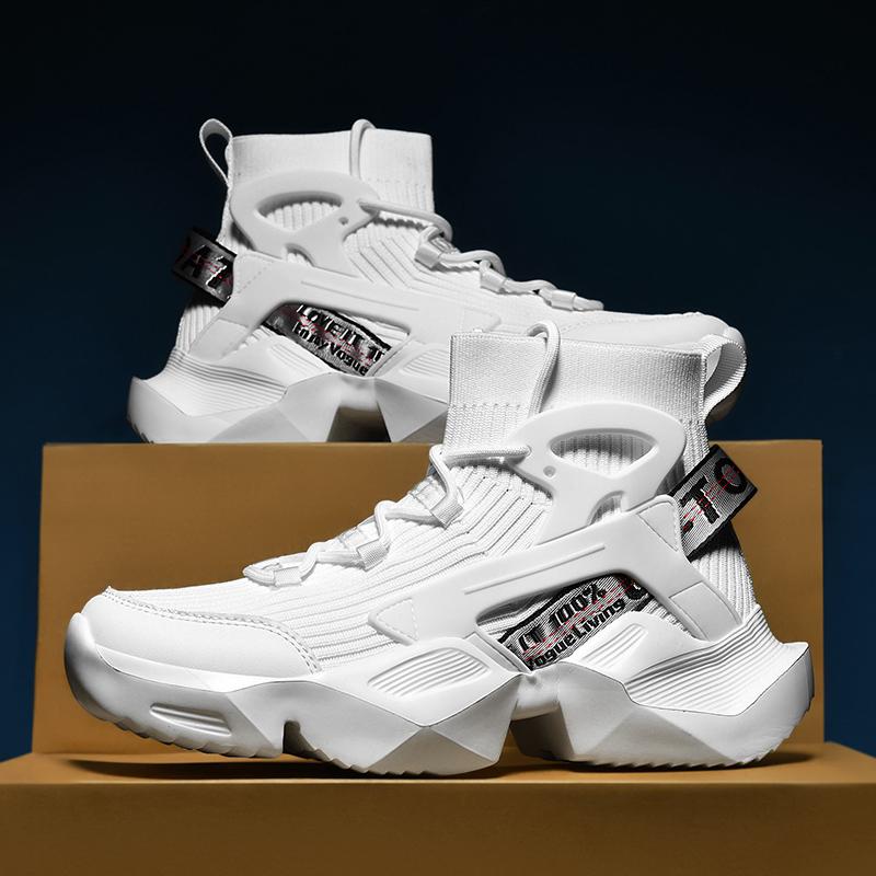 

Новые мужские кроссовки выше щиколотки размера 39-46, модные кроссовки для бега с амортизацией, спортивная трендовая обувь, рабочая обувь 39 белый