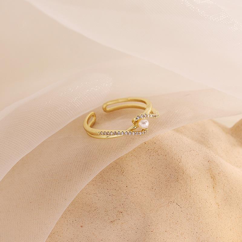 

Pearl Gold Ring Women S Tide Simple Light Luxury Fashion Adjustable Ring Personality Retro Niche Design Open Ring
