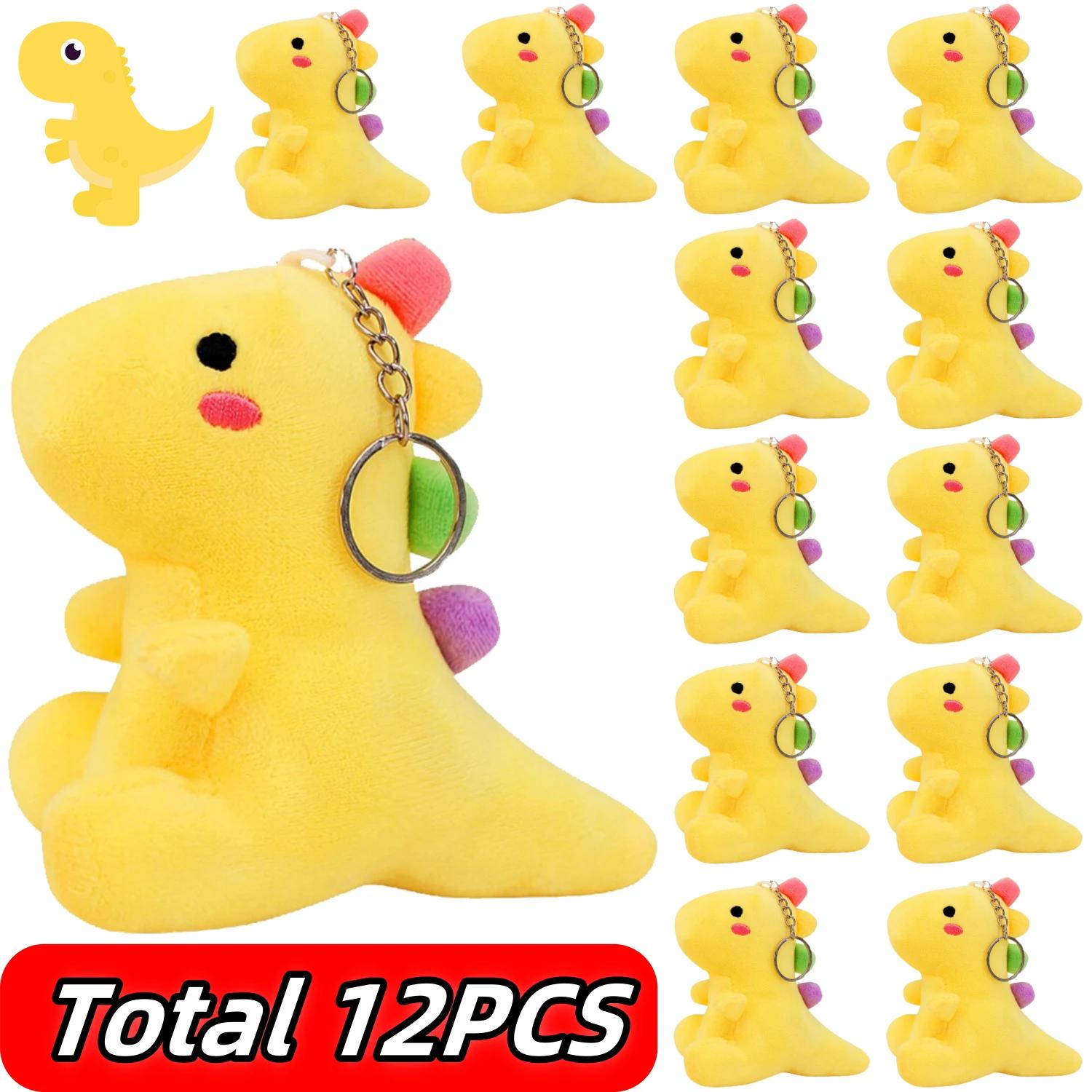 12/24 Stück Dinosaurier Stofftier Schlüsselanhänger Spielzeug Dinosaurier Plüschtier Großhandel Dino Plüschtiere Gastgeschenke für Kinder Junge Mädchen Erwachsene