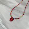 European Retro Bohemian Multi-Color Beaded Necklace with Butterfly Pendant