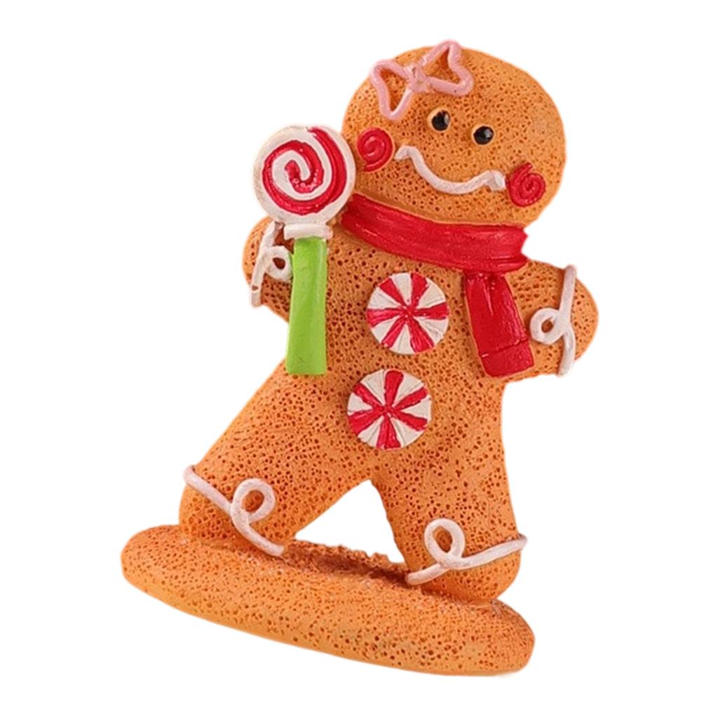Gingerbread Man Resin Ornament Christmas Figurine Decoration For Tabletop Shelf Display Holiday Party Centerpieces