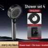 Black Warrior Adjustable Air Booster Shower Head - Anti-Fall Design for Home and Dorm Bathrooms