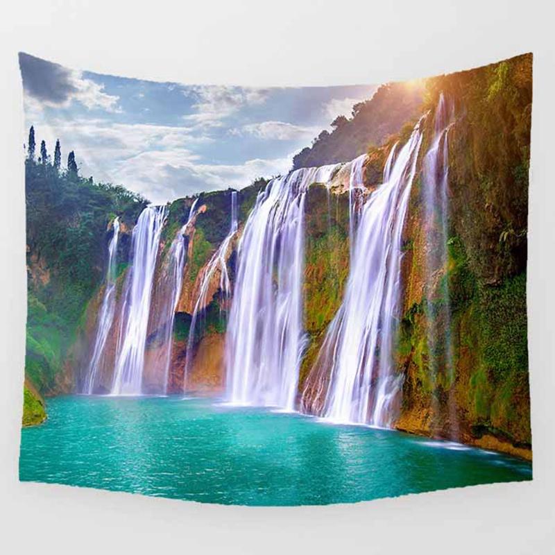 VIKAMA Landscape Waterfall Tapestry Bedroom Living Room Dormitory Decoration Washable Wall Tapestry Home Decoration